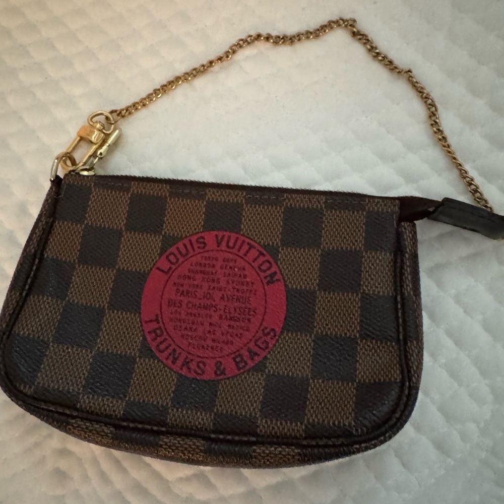 Louis Vuitton Brown and Red Checkered Clutch